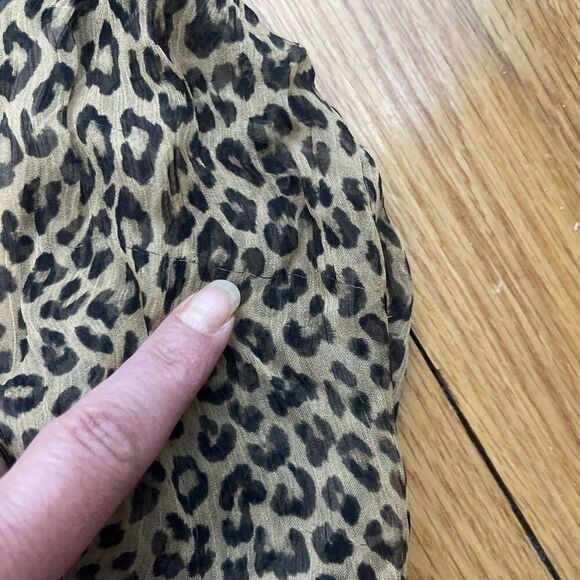 J.CREW Ruffle Button-up Shirt in Leopard-print Crinkle Chiffon CF437 Size 0 READ - Picture 7 of 13